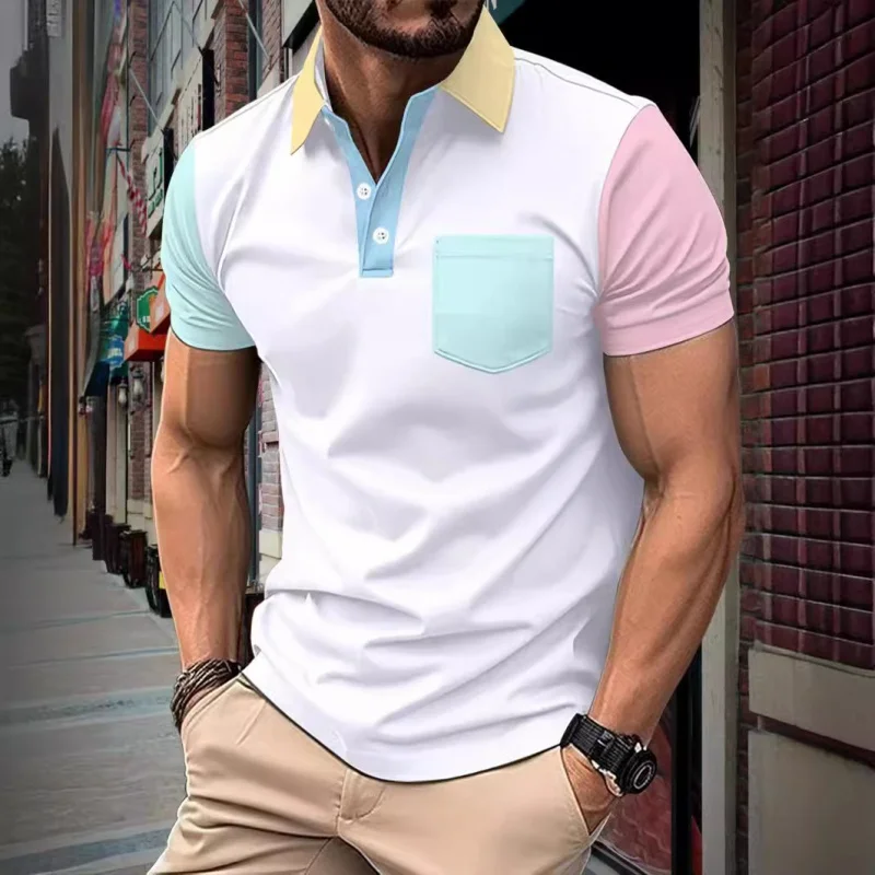 GZMS-Men's Summer Short Sleeved Polo Shirt, Casual Fashion, All-Matching Trendy Tops, New