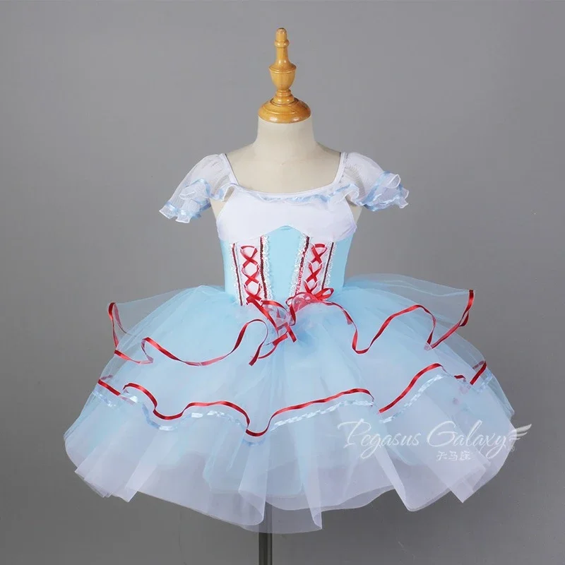 Ballet Dance Tutu Dress Girl Cake Gauze Blue Dress Children Adult Stage Performance Costume Women Girls Shows Dance Wear