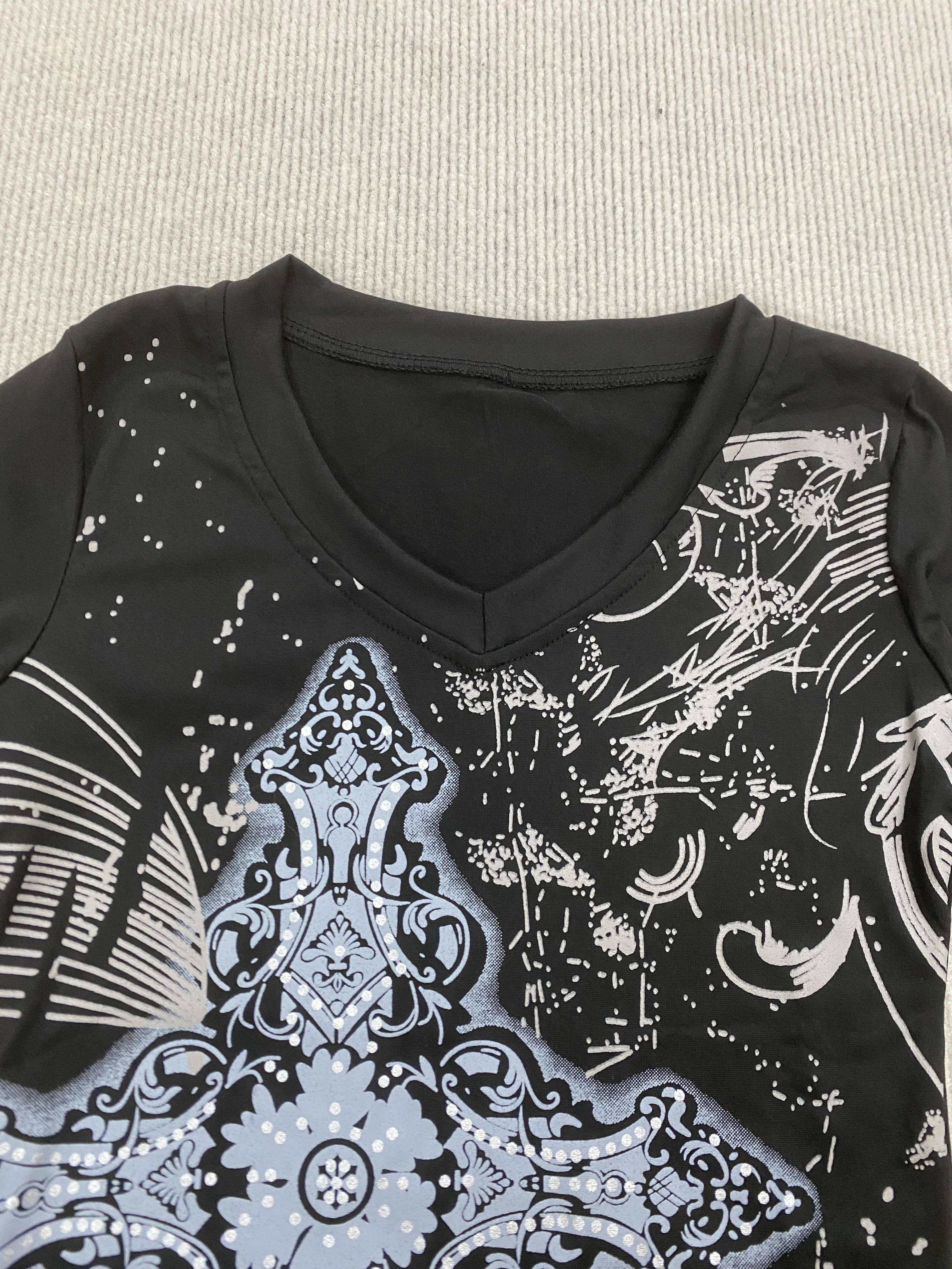 Gothic Retro Y2K Damen-T-Shirt mit Rundhalsausschnitt und langen Ärmeln, dunkler High-Street-Spice-Girl-Stil, tailliert, Herbstmode – Detail 6