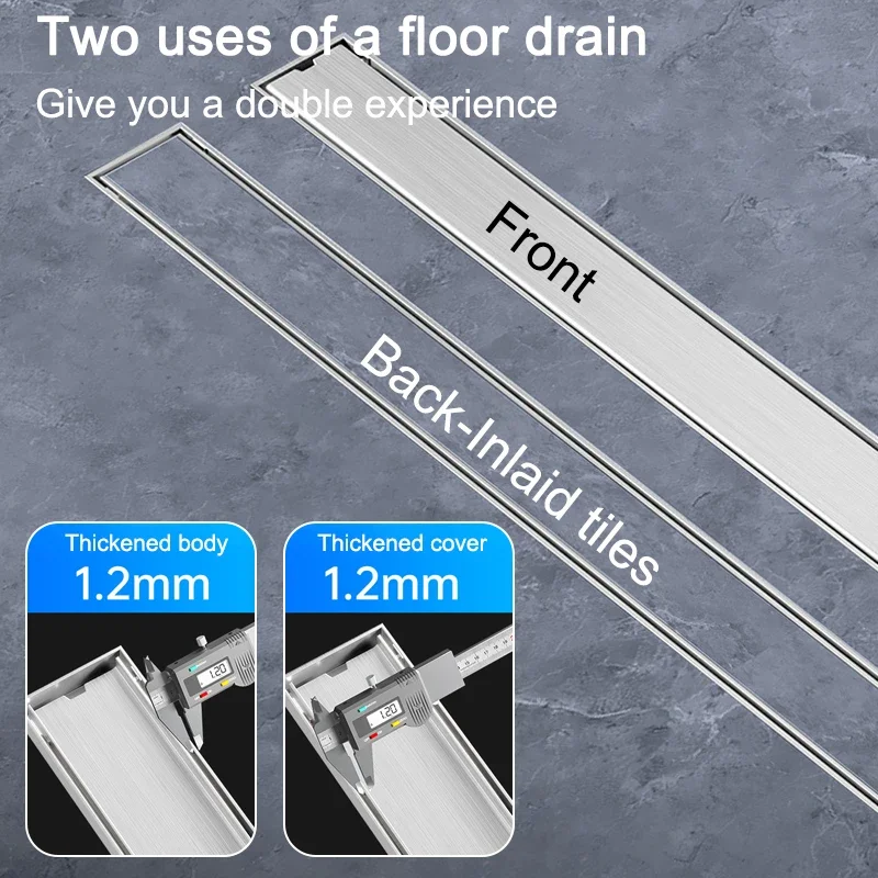 Invisible Floor Drain Anti Odor Bathroom Drainage Stainless Steel Shower Strainer 20-120CM Square Waste Filter Drainage