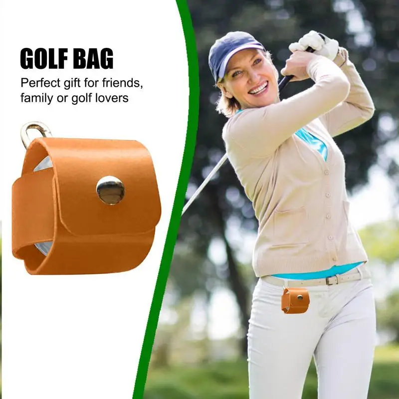 Golf Valuables Pouch Cowhide Golf Ball Bag Golf Bag Golf Balls Storage Bag With Metal Buckle Golf Accessories Case For Golf