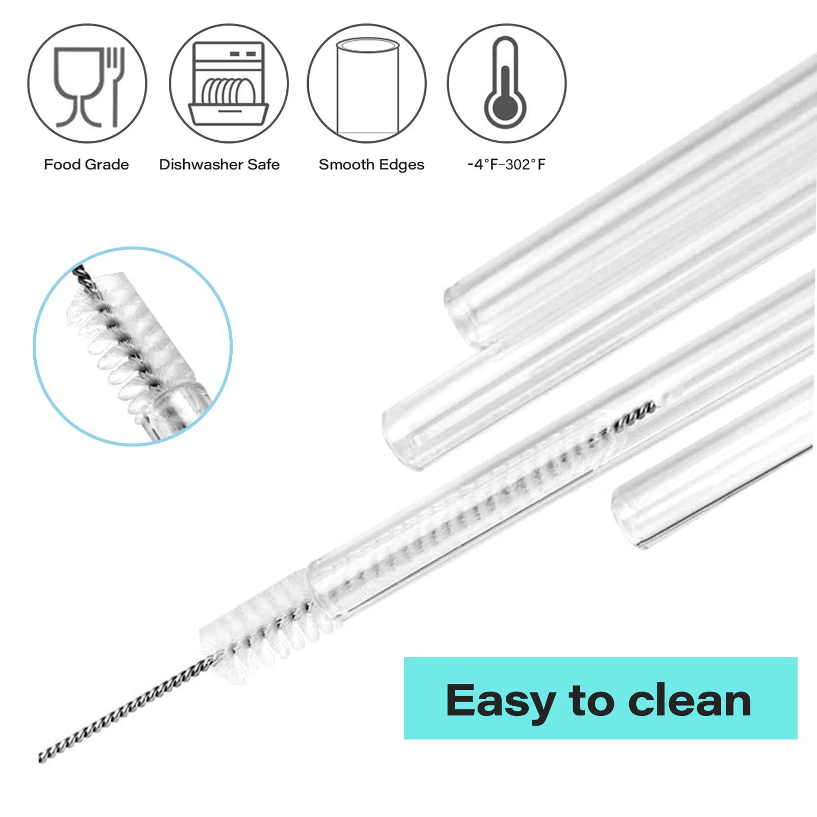 Water Bottle Straw Straws Replacement Reusable Straws For 1/Half Gallon Water Bottle With 2 Cleaning Brushes 4 Cuttable Straws