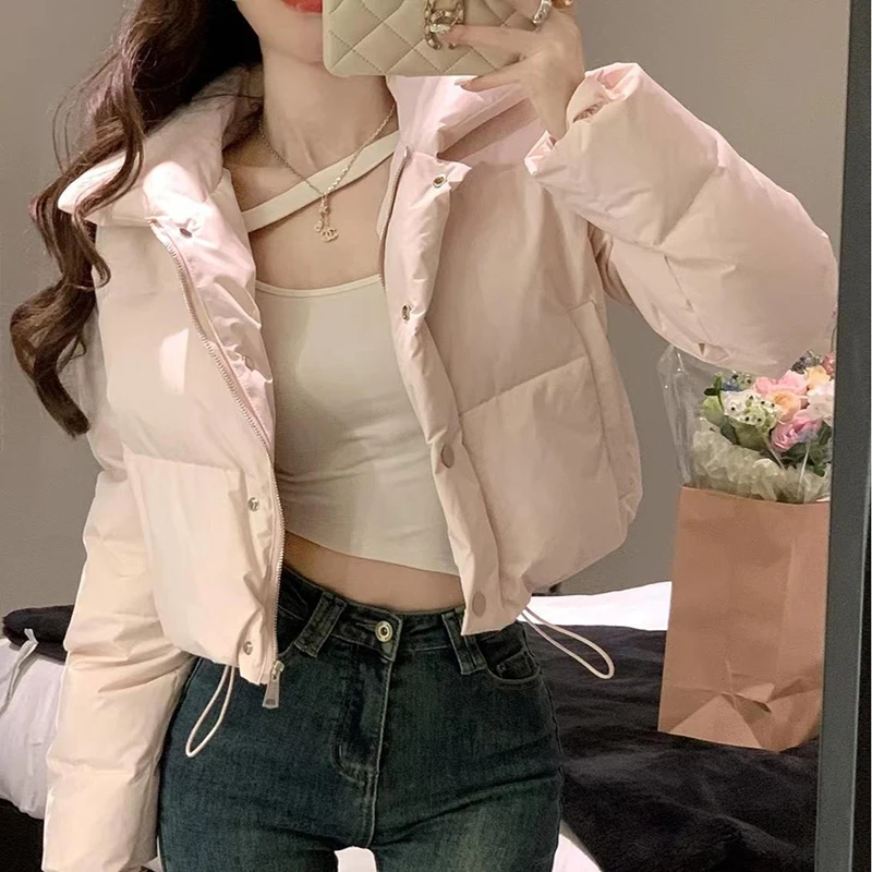 Pink Down Cotton Coats Short Jackets Winter New Korea Fashion Casual Chaqueta Casaco Tops Loose Elegant Women Jaqueta Abrigos