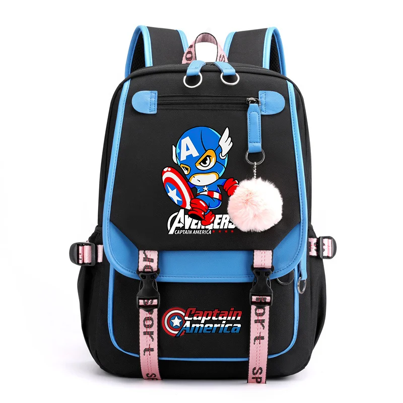 The Avengers Captain America School Bags For Teenage Boys USB Charging Laptop Backpack Student Book Bag Travel Rucksack Mochila