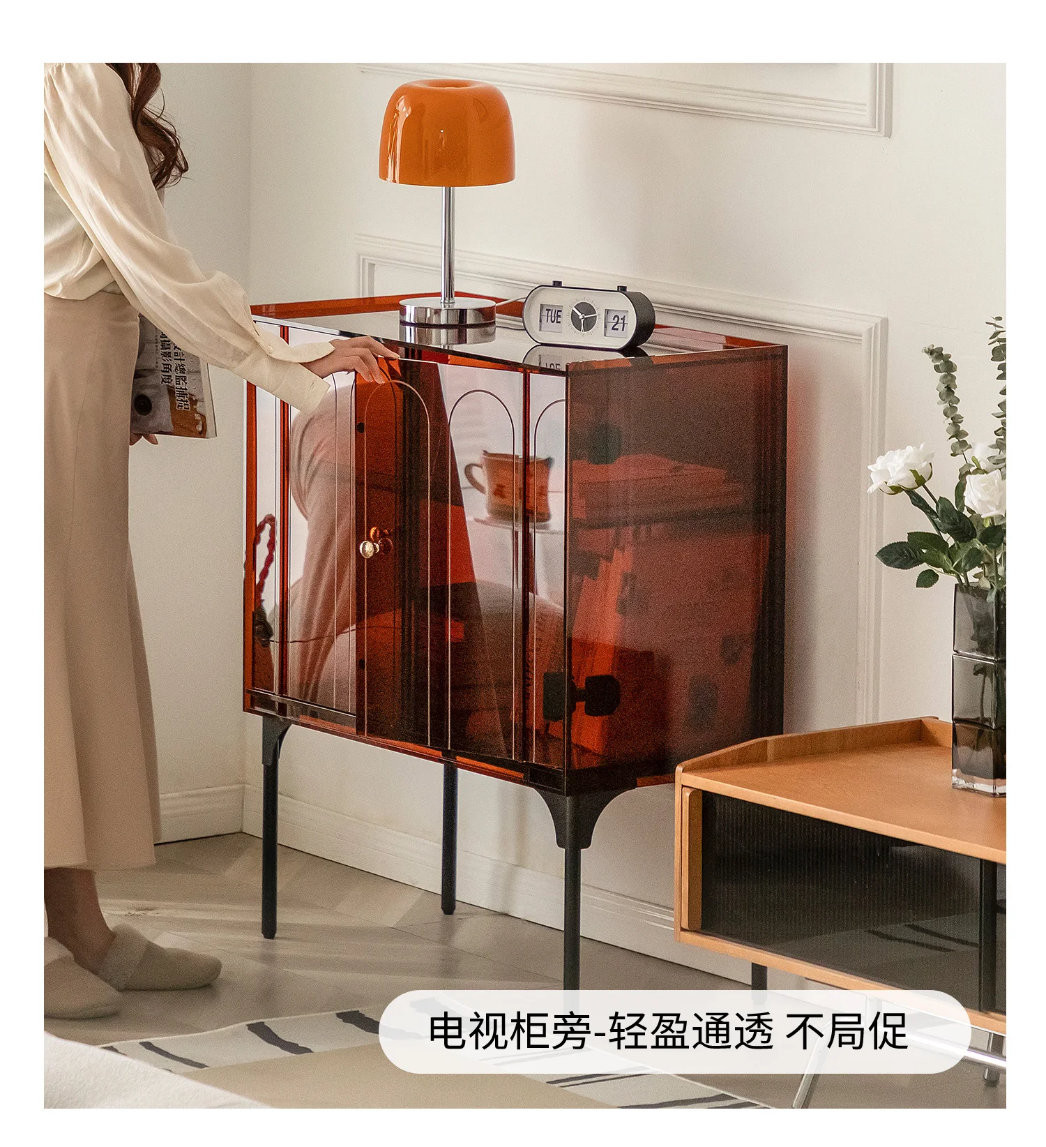 

Dining side cabinet light luxury modern simple living room wine acrylic tea cabinet household cabinet wall storage
