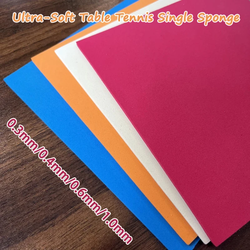 

Ультра-мягкая одинарная губка для настольного тенниса 0,3 мм/0,4 мм/0,6 мм/1,0 мм, бежевая, синяя, оранжевая, красная, высокоэластичная, легкая губка для настольного тенниса