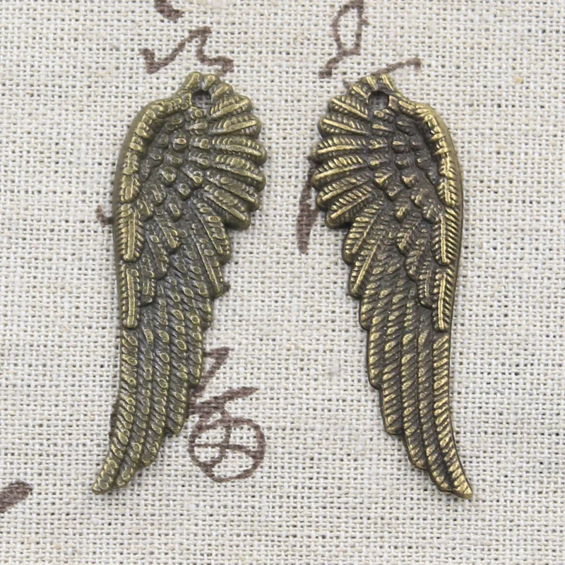 10pcs Charms Angel Wings 50x17mm Antique Bronze Silver Color Pendants DIYCrafts Making Findings Handmade Tibetan Jewelry