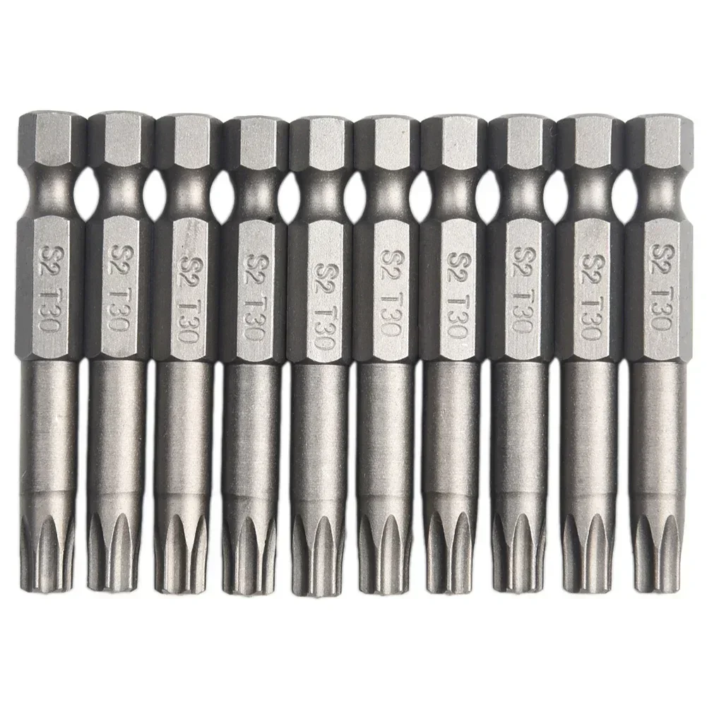 

10pcs 50mm Long T30 Screwdriver Bit Magnetic Torx Screwdriver Bits 1/4 Hex Shank Head Screw Driver Drilling Bit Hand Tools