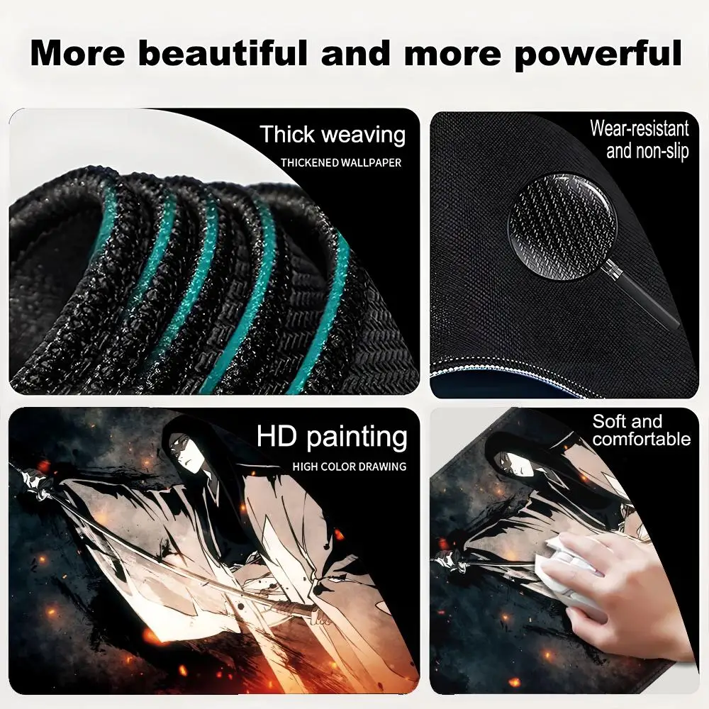 Alas Mouse Besar Hitam Putih Anime BLEACH Alas Mause Aksesori Gaming Alas Meja Keyboard Gamer Kantor Alas Mouse Unohana Retsu