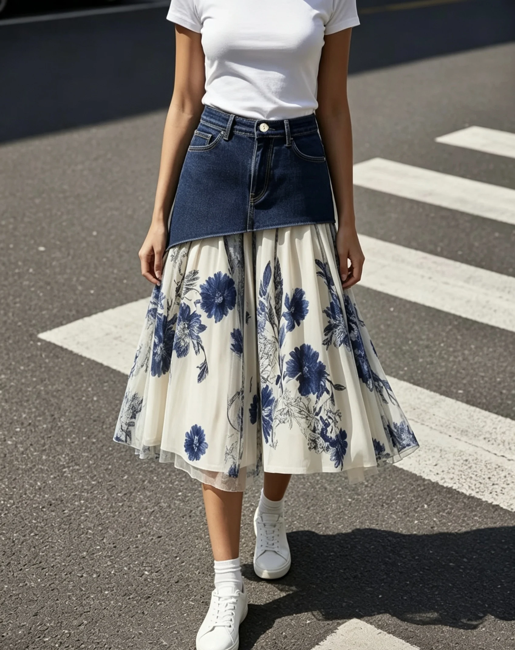 Plus Size Women High Waist Den - đánh giá và giá Midi Skirt Floral