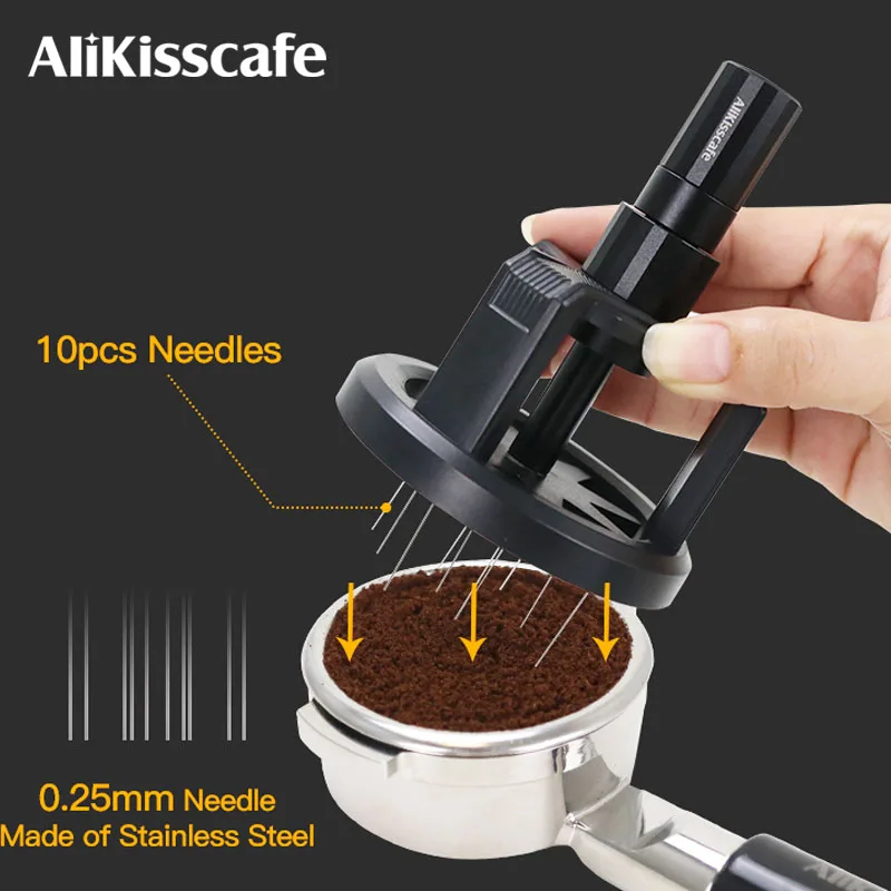 ALIKISSCAFE WDT narzędzia mieszadło do espresso dystrybutor igły magnetyczny 51mm 54mm 58mm regulowana głębokość narzędzie baristy akcesoria do kawy