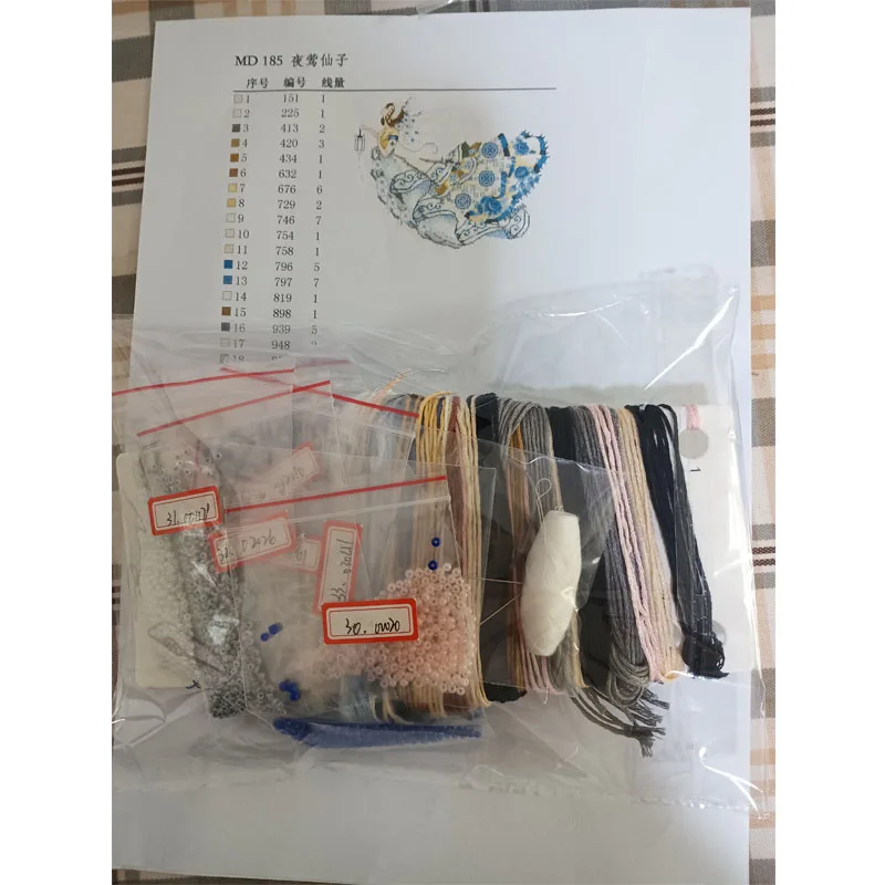 Counted Cross Stitch Kit Geisha With Fan Sakura Flower Chinese Lady Woman Russian christmas  Cross stitch set