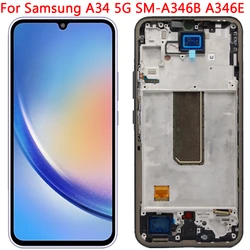 携帯電話用の交換用タッチスクリーン,Samsung a34 5g,SM-A346E,a346b,a346m用のLCDパネル,6.6インチ