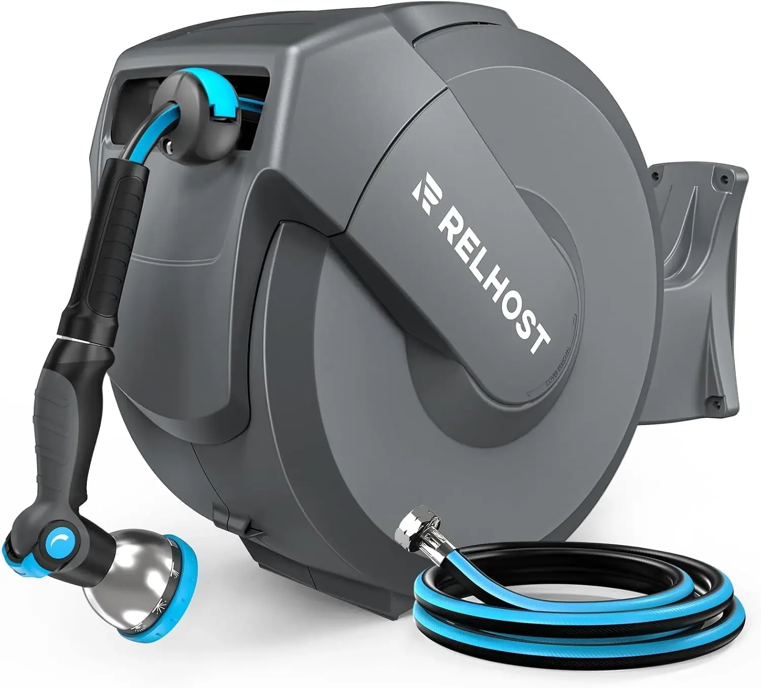 Retractable Garden Hose Reel, 5/8 in x 100 ft Wall Mount Heavy Duty Hose Reel with Any-Length Lock, Auto Rewind System, 180°