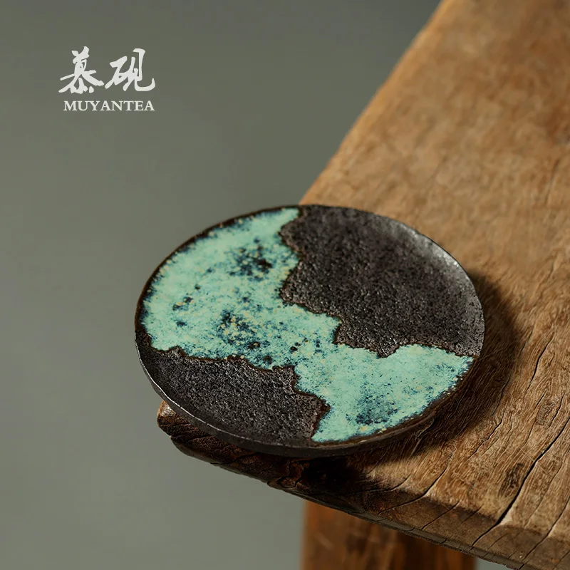 

Original Handmade Ceramic Tea Pot Tray MuYan Calligraphy Tea Ceremony Accessories Dry Puffing Table Personal Interest Item