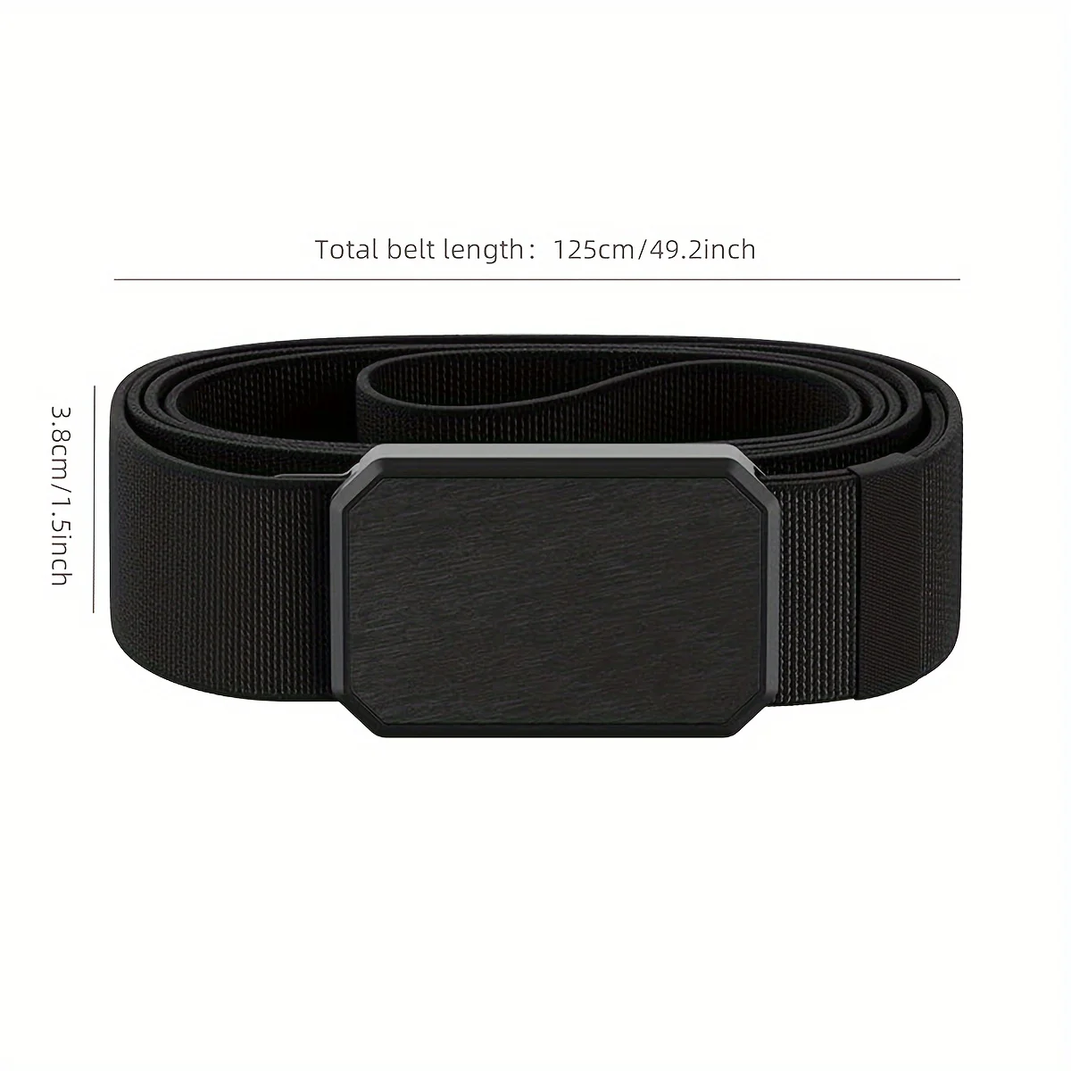 Belt Groove Belt Men's Stretch Nylon Belt with  Aluminum BuckleA djustable length - Black/Black-49in groove belt