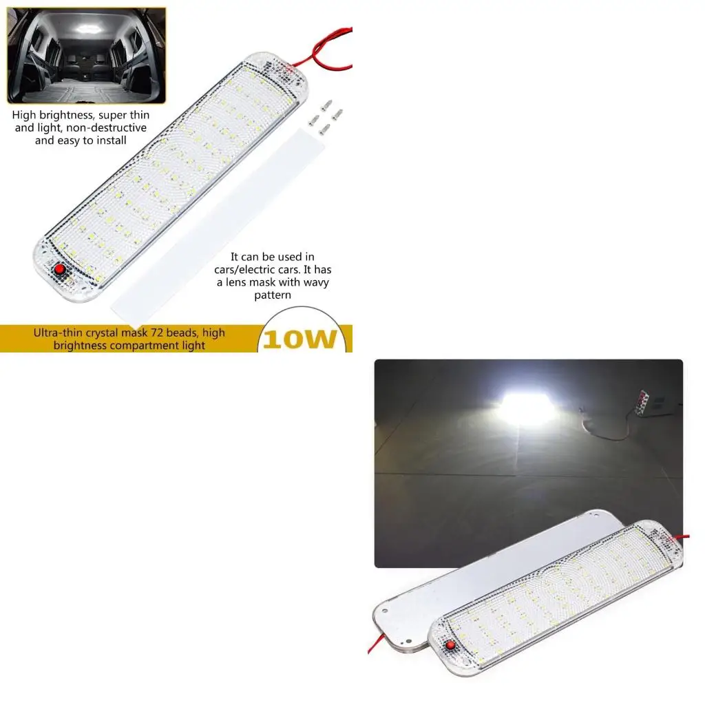  12V RV LED Panel Light, Length: 10'', 12-80Volt Interior Ceiling Dome Light with On/Off Switch,for RV Motorhomes