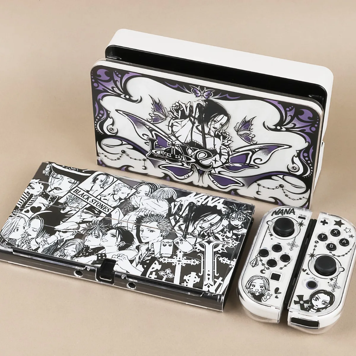 Przezroczyste etui ochronne NANA kompatybilne z Nintendo Switch lub Switch OLED - Odpinana twarda obudowa w stylu anime — zdjęcie produktu 2
