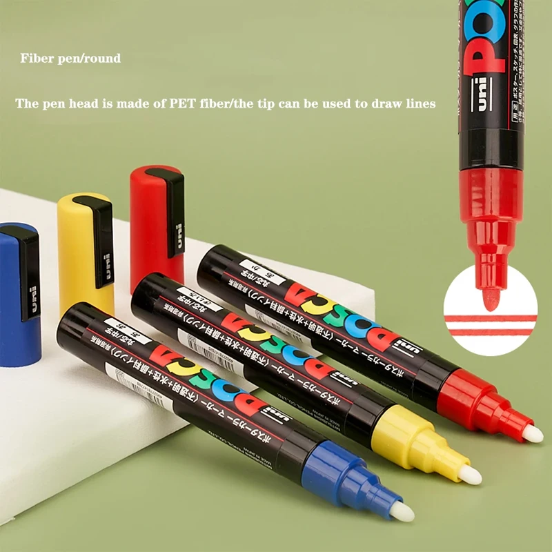 Uni Plumones Markers Pen Set 7/8/15/16 Colores POSCA PC-3M Stationery  Acrylic Graffiti POP Poster Advertising Painting Glass