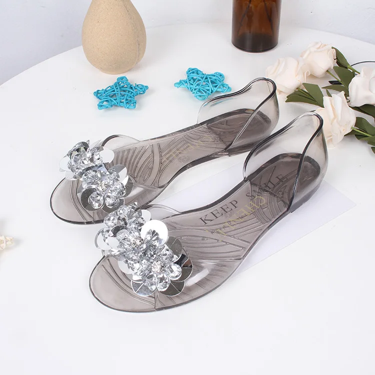 2026 Sommer Damenschuhe Sandalen Pantoletten Prinzessin Schleife Kristall Transparente Jelly Weiche Schuhe Femme Flache Strandsandalen für Damen – Detail 6