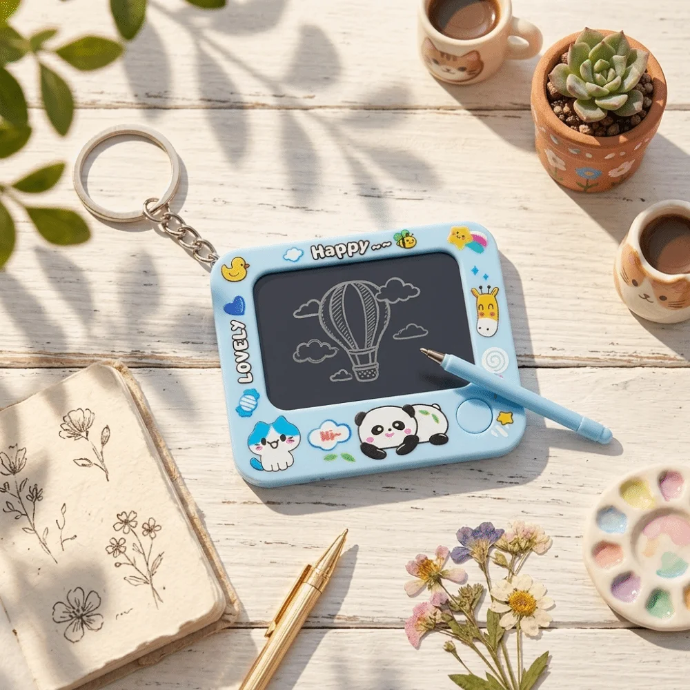 Decoration DIY Magnetic Drawing Board Keychain Creative Funny Writing Board Pendant Erasable Hanging Charm Fidget Bag Accessory