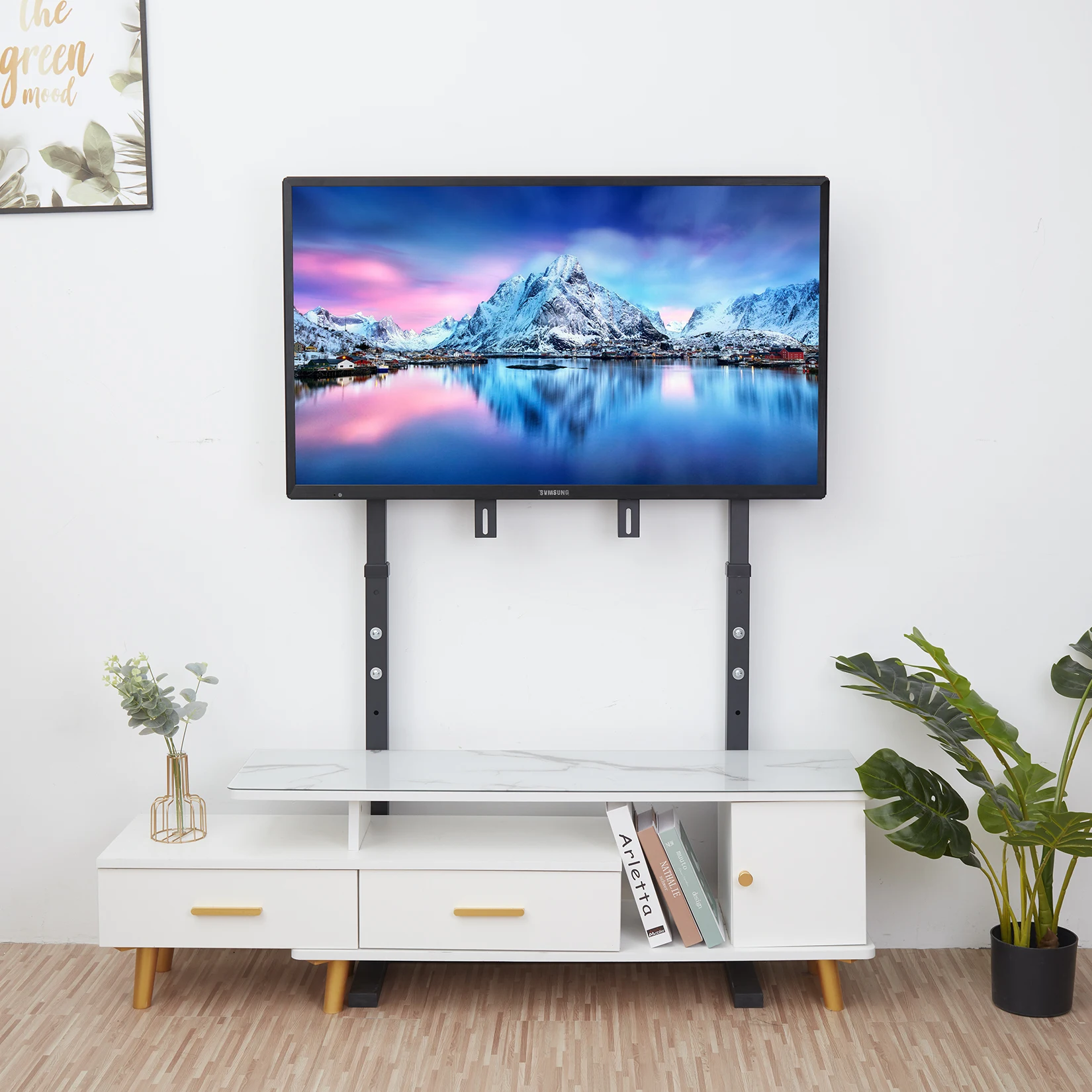 Heavy Duty TV Floor Stand Mount Adjustable Heights Free Standing for 32-100 Inches