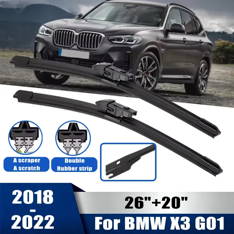 

2pcs Wiper Front Wiper Blades Set For BMW X3 G01 2018-2022 2019 2020 2021 Windshield Windscreen Window 26"+20" Car Accessories