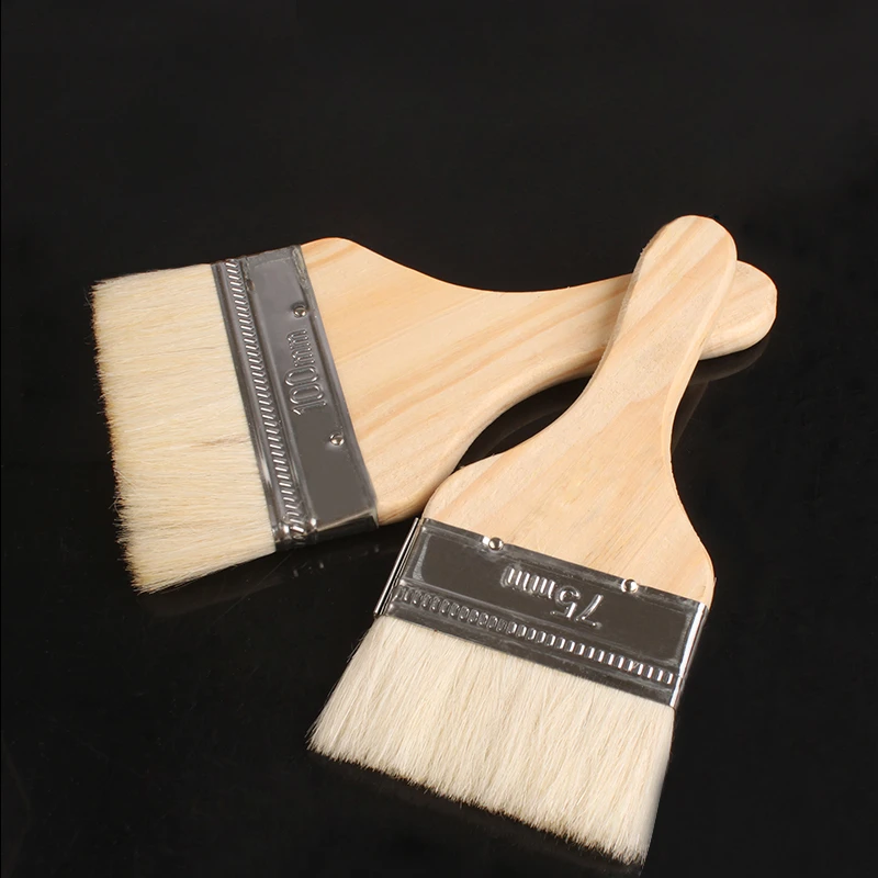 Pinceau en laine avec manche en bois, brosse à cheveux longs, brosse douce, jeu de poussière, accents de peinture au latex, 3/4 po