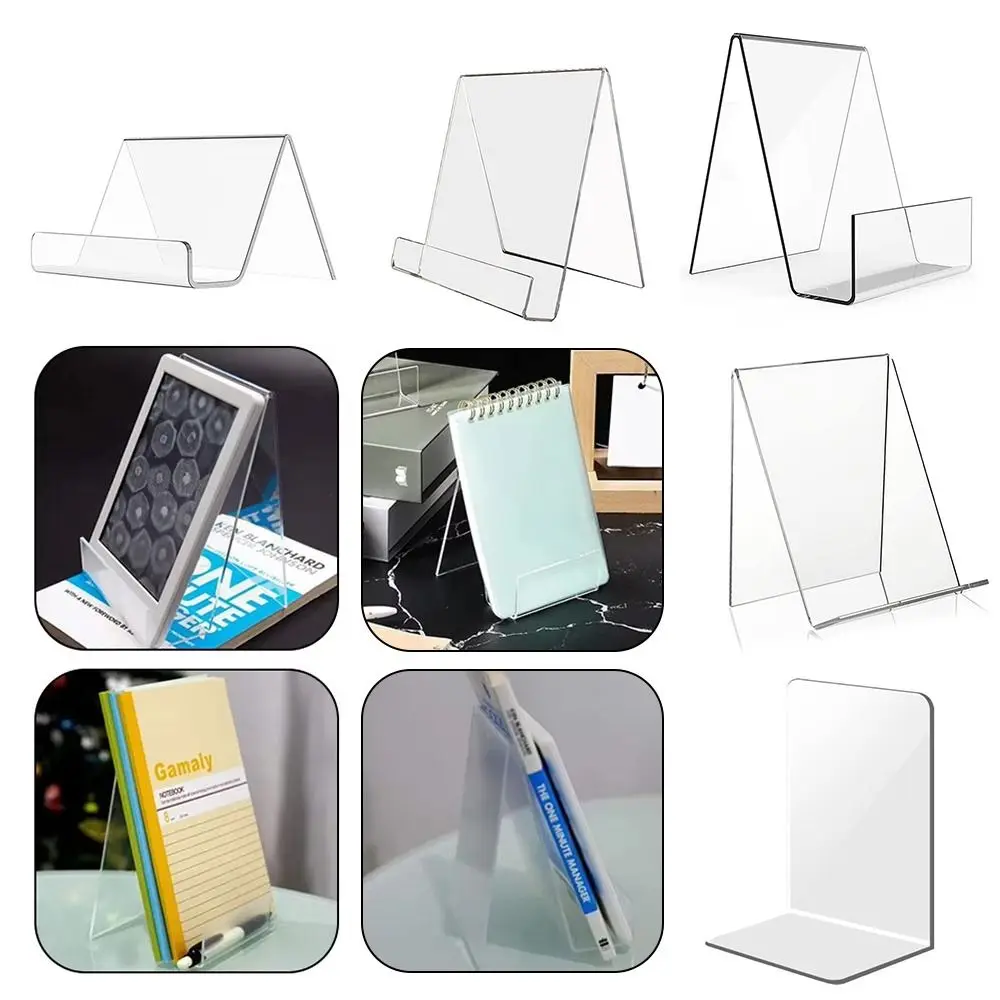 Minimalist Acrylic Book Holder Multi Functional Portable CD Display Rack Transparent Bookend School Office