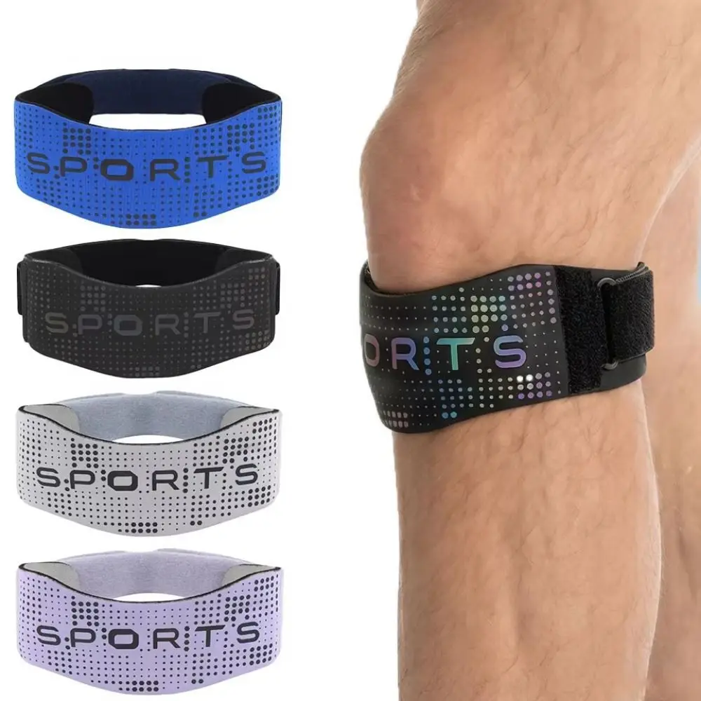 Patella Protector Sports Patella Brace Shock-absorbing Adjustable Strap Knee Support Pad Reflective Non-Slip Knee Strap Cycling