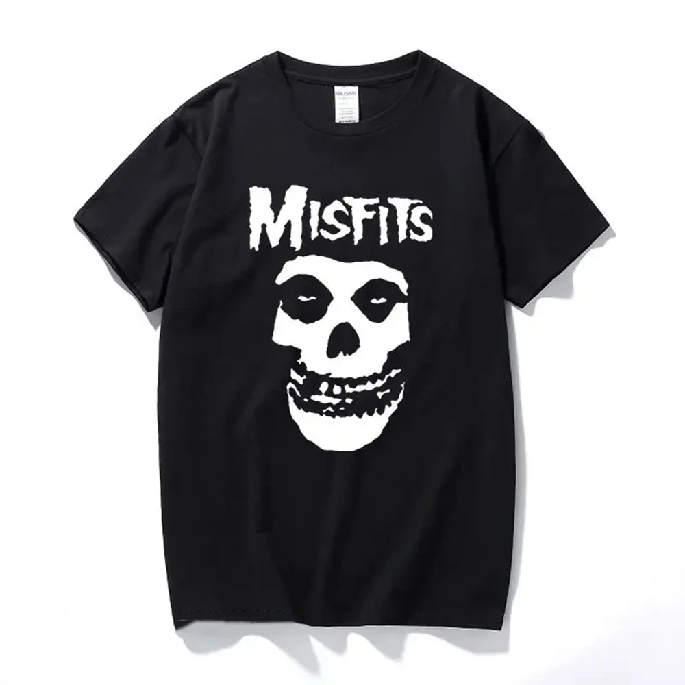 2025 New Men's Hip-Hop Punk Skull Misfits Brand Cotton Short-Sleeve T-Shirt Cool Design Male Summer Basic Tops