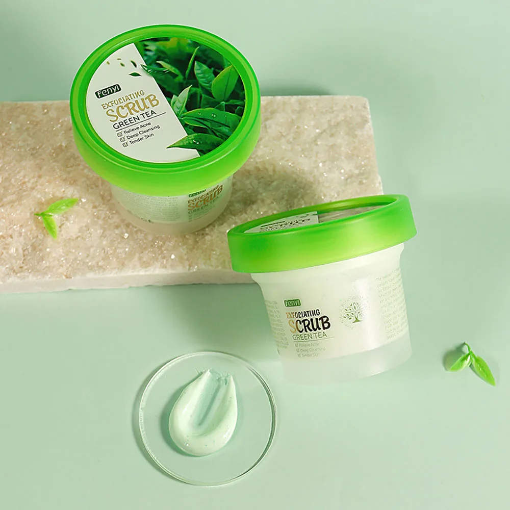 

FENYI 100g Green Tea Body Exfoliating Scrub, Deep Cleansing Pore Minimizing Body Scrub for Oily Skin, Moisturizing Face Body
