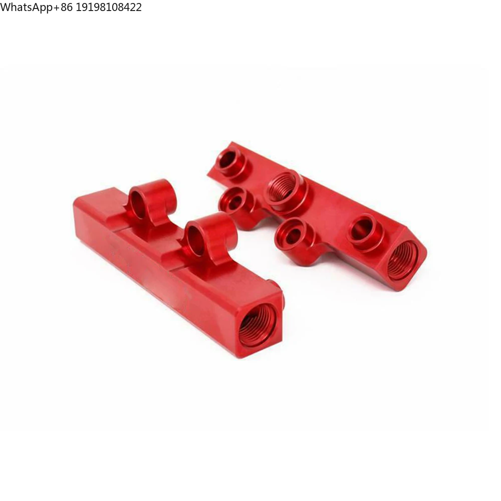 AUSO Red Black  Silver Top Feed Twin Fuel Pump Bracket Fuel Rail for Subaru WRX 02-14 / STI 07-20 TD244