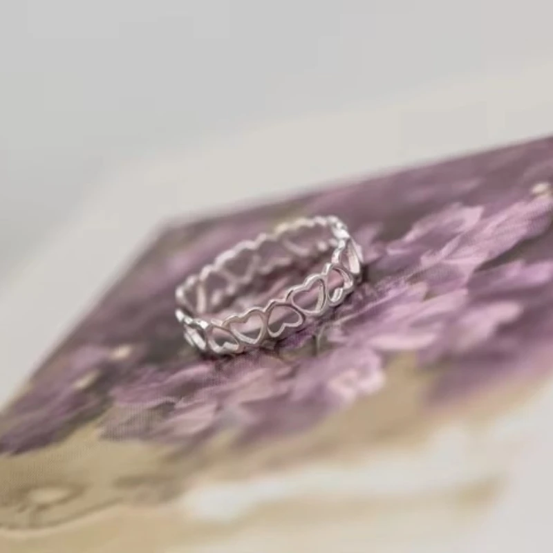 Anillos abiertos de corazón de Plata de Ley 925 para mujer, hipoalergénico, joyería de moda para niña