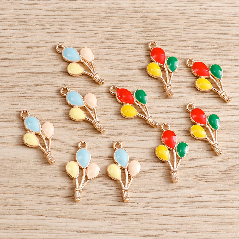 10pcs 13x23mm Cute Enamel Colorful Balloon Charms Pendants for Necklace Bracelets Earrings DIY Handmade Crafts Supplies