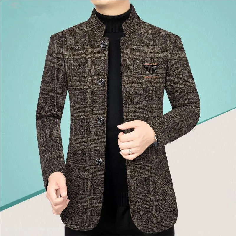 

Fall Winter New Men's Stand Collar Jaet Coat Casual Mid-Young Leisure Stand Collar Windbreaker Dad's Sle Topwear