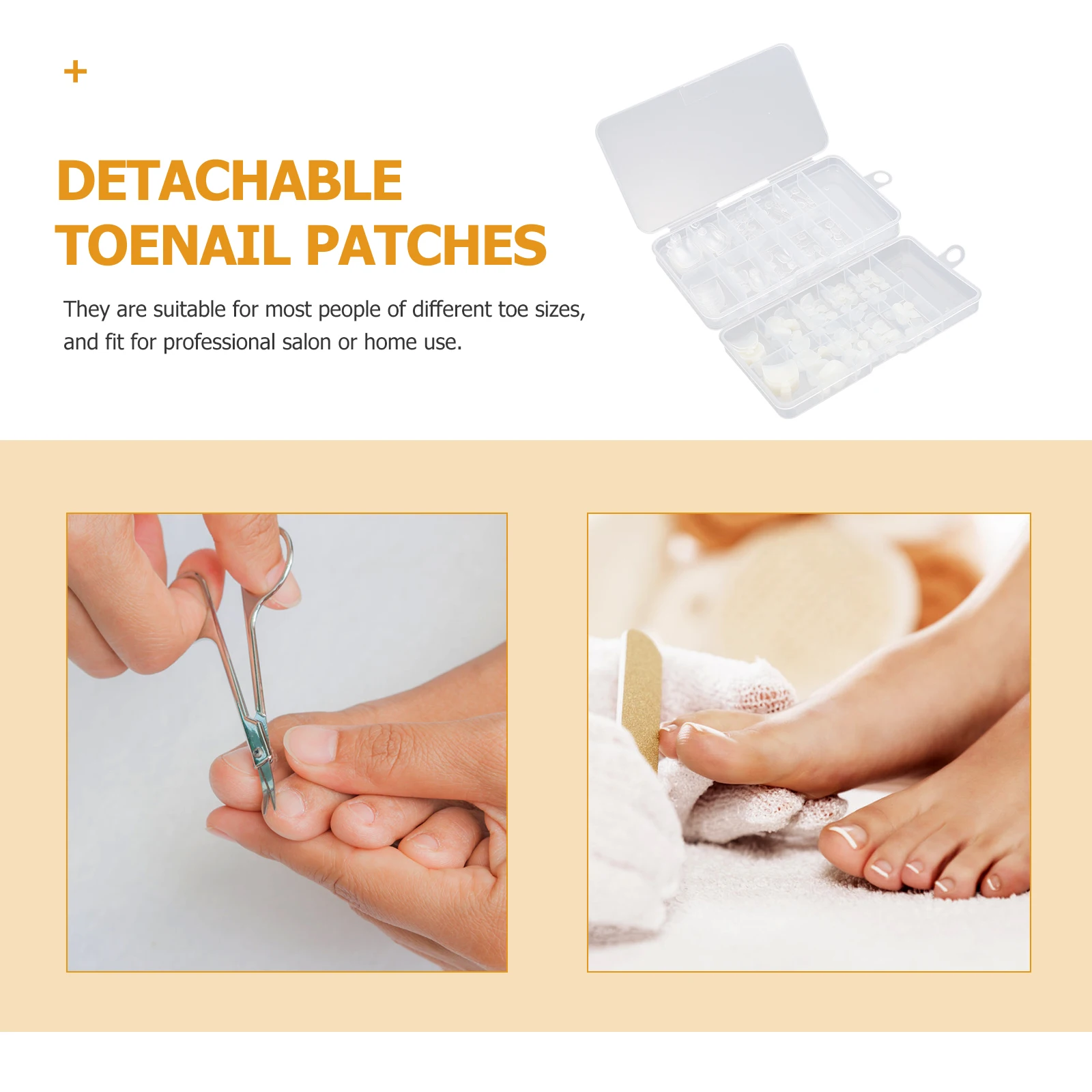 

200 Pcs Toenails Easy Remove Tips Press on Fake False for Foot Abs Artificial Apply