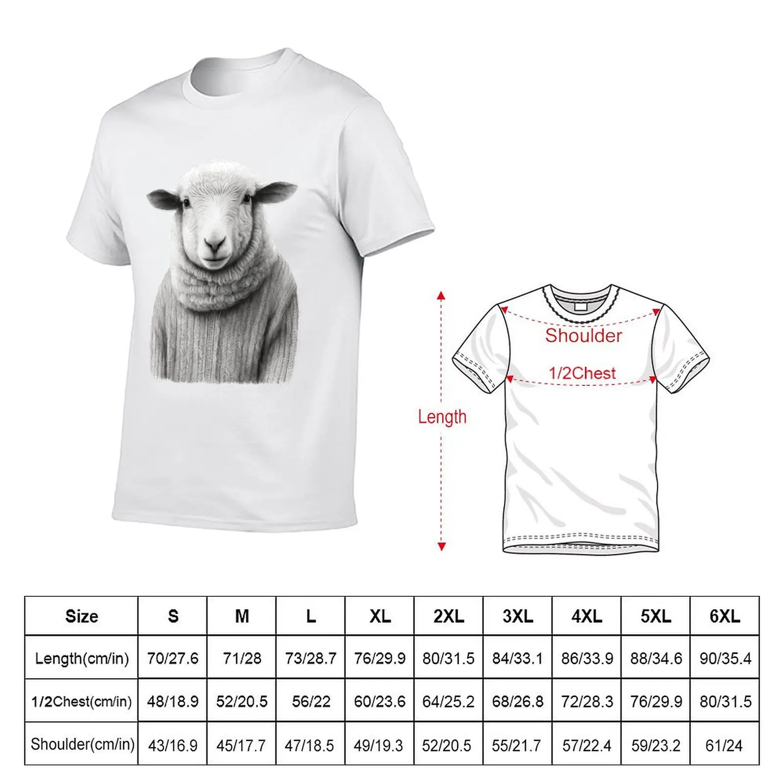 Sheep wear knitwear Sheep Human Style Black and White T-Shirt Plus Size Non-Shrink T-Shirt