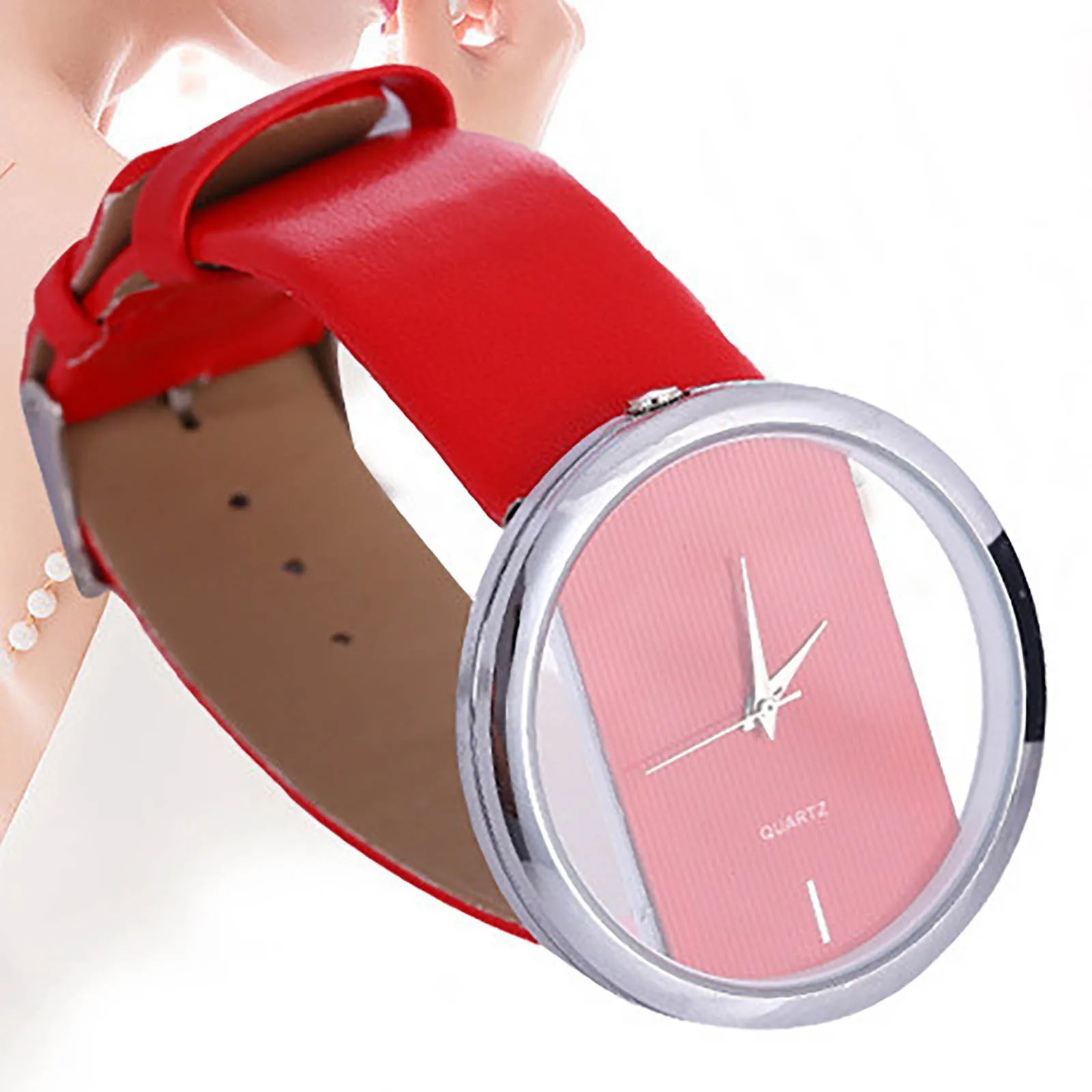 women Quartz Watch business watch For Women Simple Casual Fashion Round Hollow Out Watches Dainty leather wristband reloj mujer