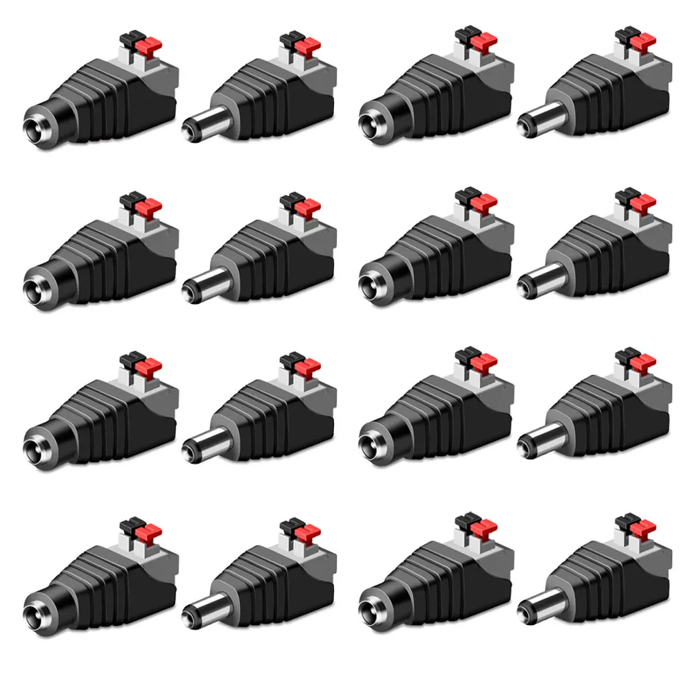 DC Power Connector Plug Male and Female DC Connector 5.5mm X 2.1mm Power Jack Adapter Socket For CCTV Camera LED Strip Speaker