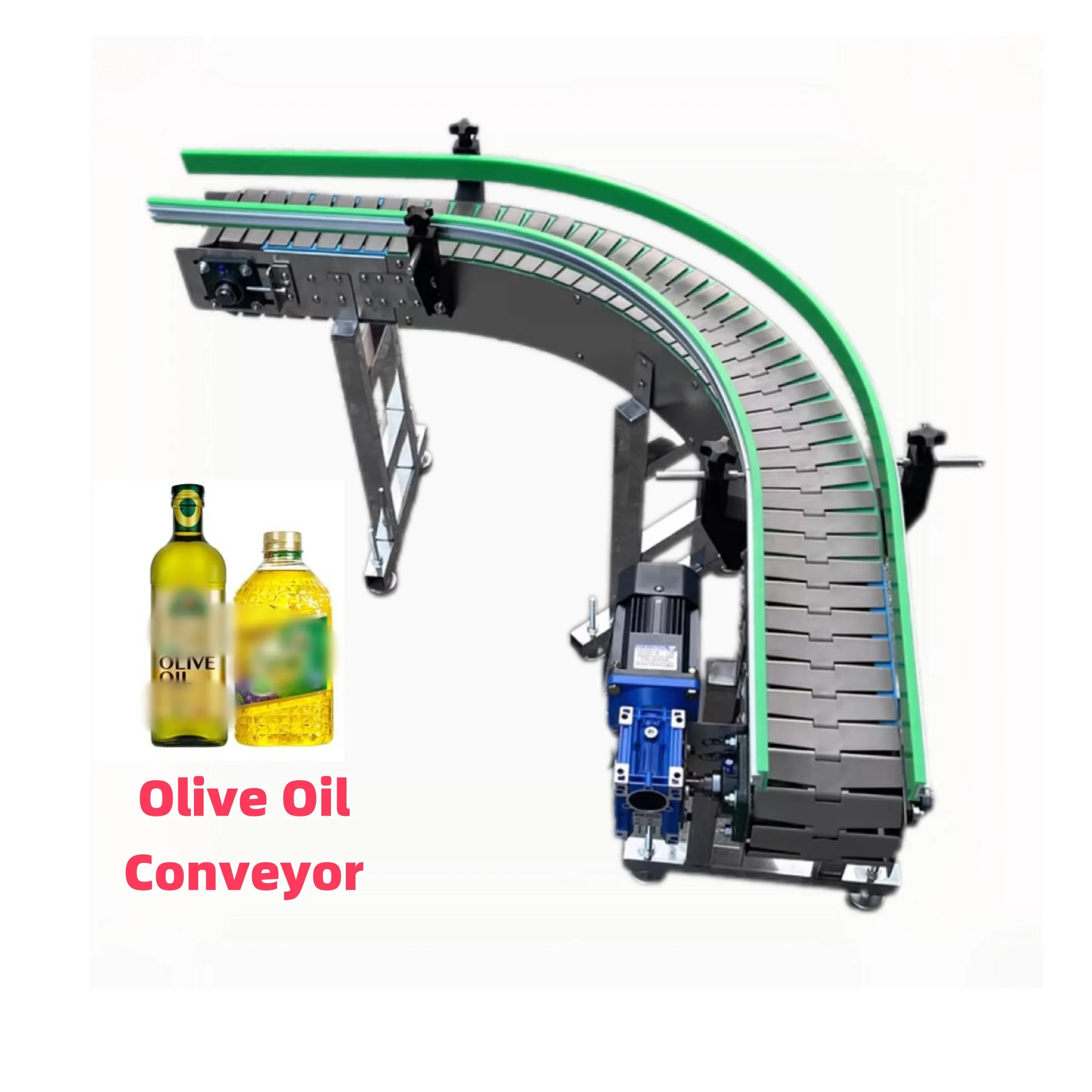Flat Top Chain Conveyor System | Plastic / SS Modular Chain Plate Conveyor for Food, Beverage, Packaging