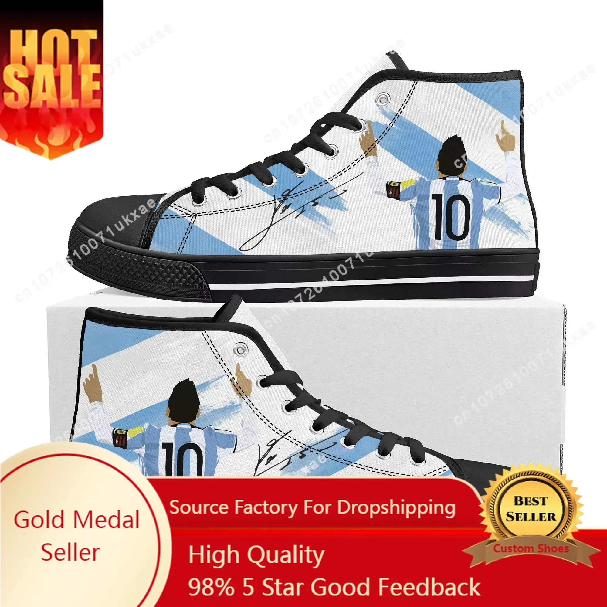 

Internacional Soccer Football Miami No 10 Argentina High Top Sneakers Mens Womens Teenager Canvas Sneaker Casual Customize Shoes