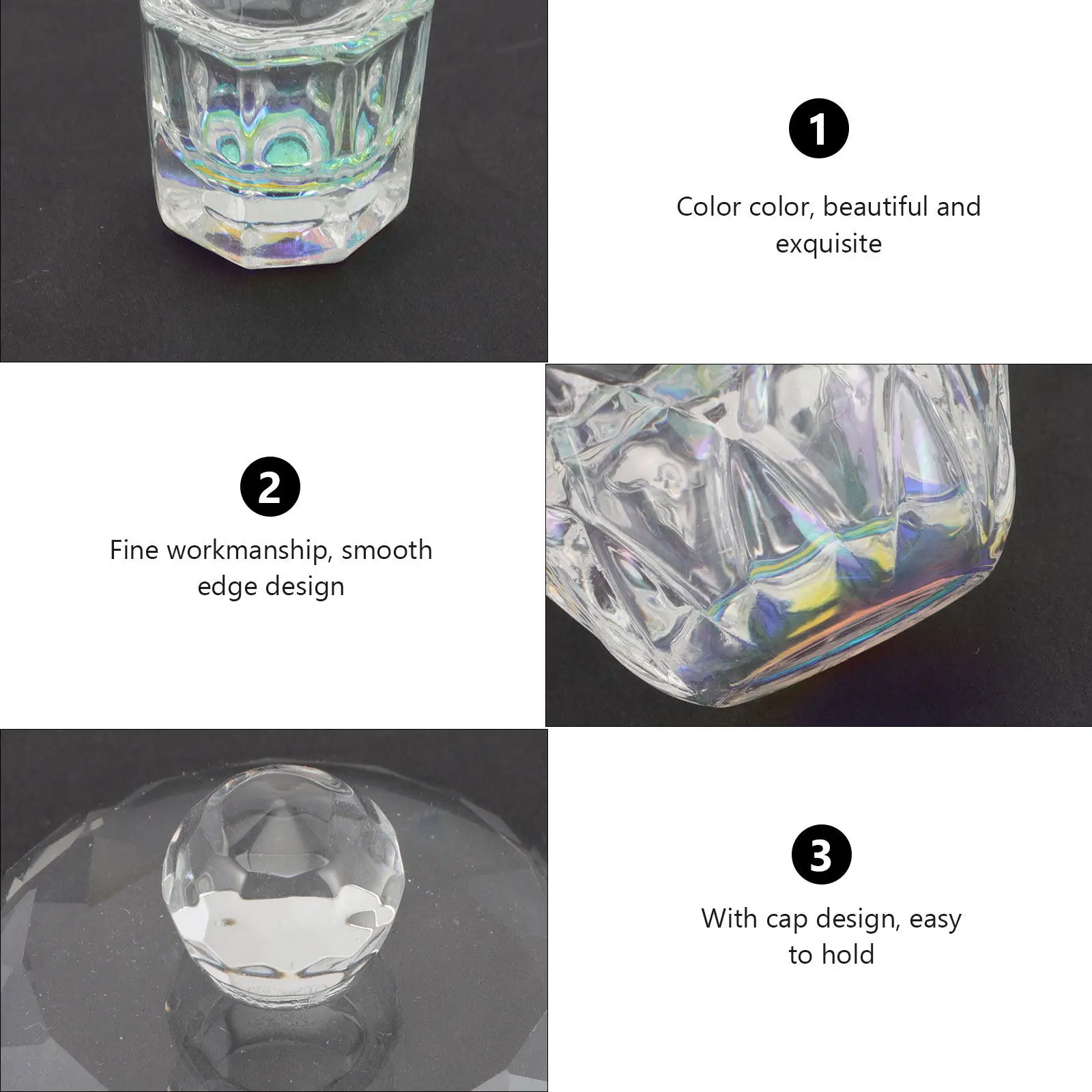 2 Vasos de Cristal para Arte de Uñas, Recipientes Premium para Mezclar, Porta Polvos Líquidos para Manicura, Suministros para Salón de Uñas, Vasos para Mezclar Polvos