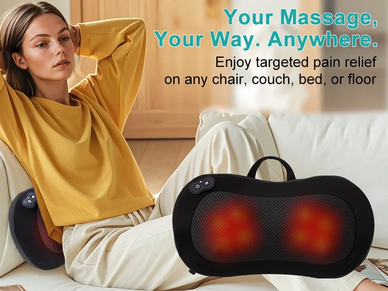 LEERCON Shiatsu Back Massager for Deep Tissue, Cordless Portable Back And Neck Massager with Heat, 3D Kneading Lower Back Electric Massage Pillow, Suitable for Men And Women.