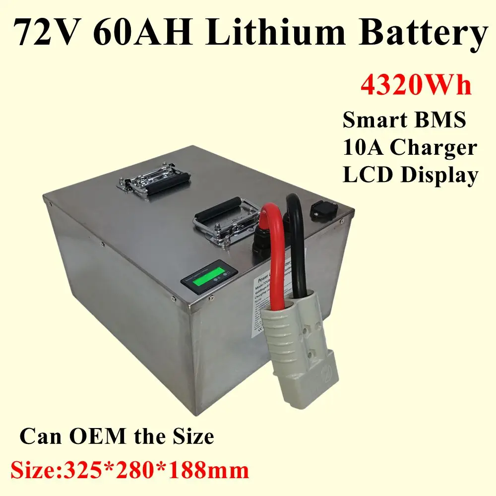 

Литий-ионный аккумулятор 20S 72В 60Ач с BMS для электровелосипедов, лодок, гольф-каров, кемпинговых автофургонов, электросамокатов 3000Вт, 5000Вт, 7000Вт + Зарядное устройство