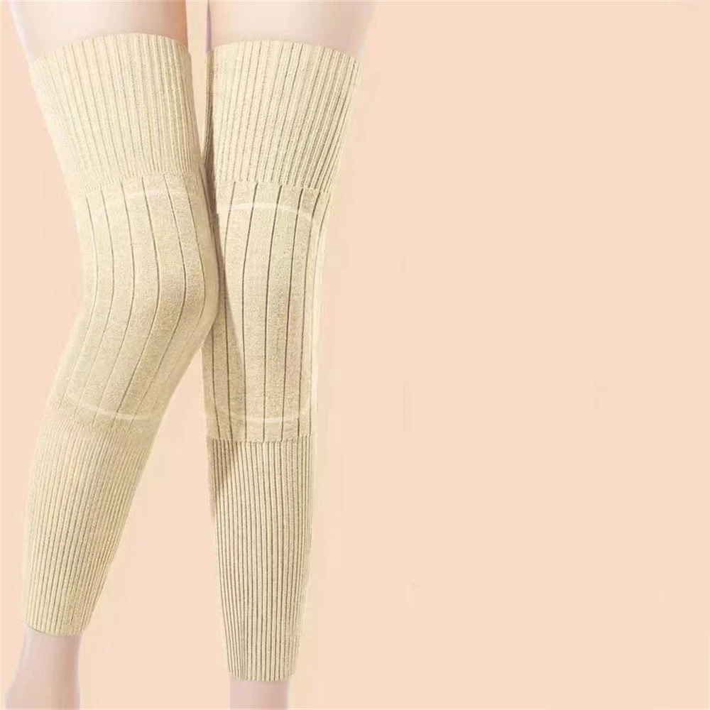 1 pair New Lengthened Non-slip Warm Knee Pads Thickened Leggings Autumn Winter Unisex Thermal Leg Warmers Sleeve Guard Protector