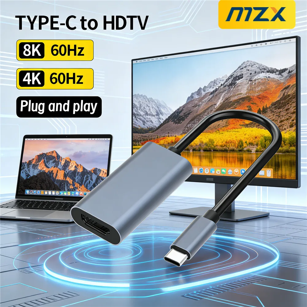 8K/4K 60Hz/30Hz USB-C HDMI-kompatibler Video-Konverter Adapterkabel HDTV Typ TV PC Computer Laptop Zubehör für iPad Samsung