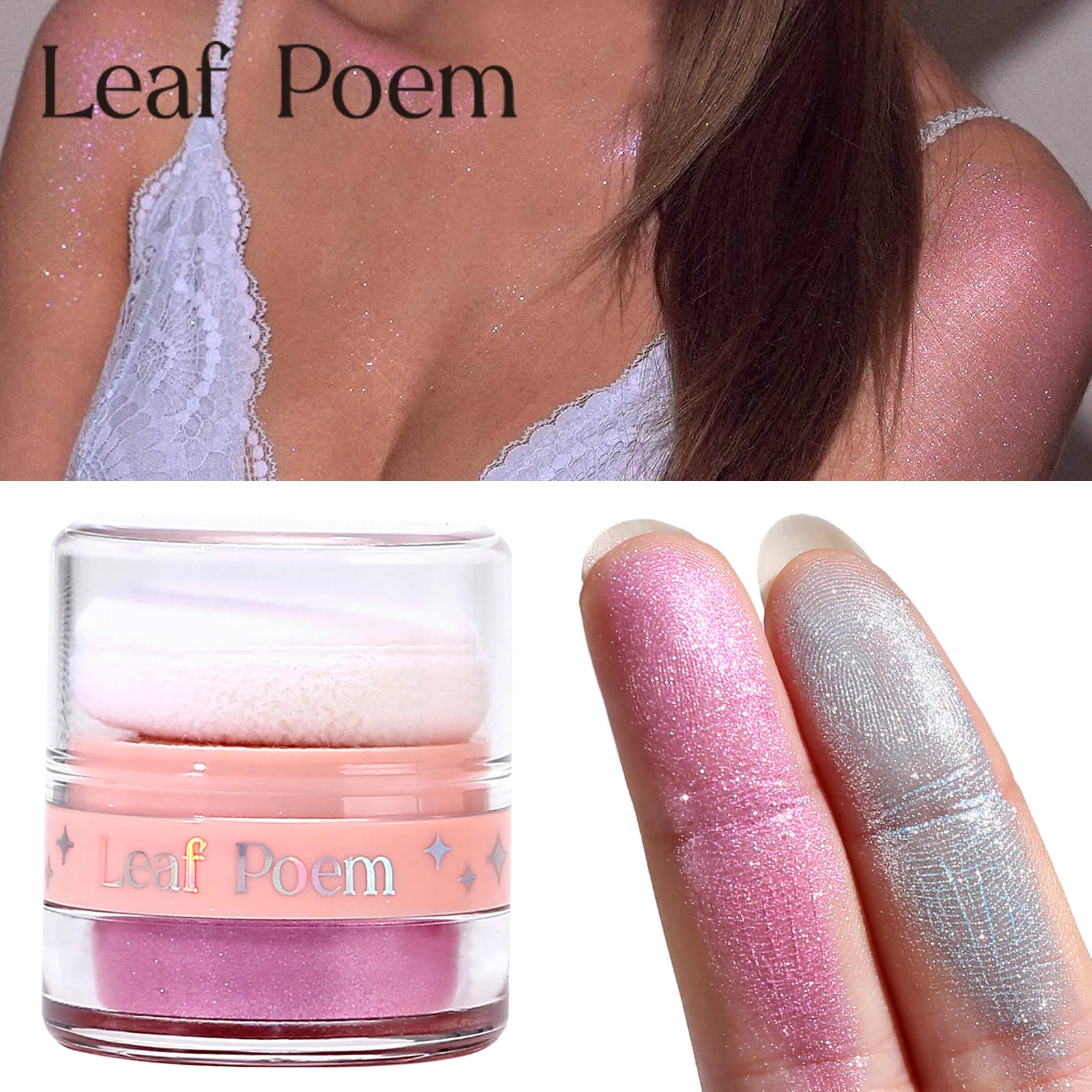 3D Highlighting Tapping Powder Multi-Use Strobing Glitter for Face Body Buildable Pearl Shimmer Sweat Proof Festival Essential