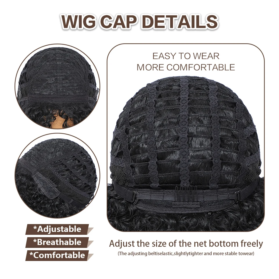 شعر قصير شعر مستعار شديد التجعد للنساء مع الانفجارات الألياف الاصطناعية رقيق تأثيري الباروكات الأفريقية أومبير النحاس ارتفاع درجة الحرارة #6