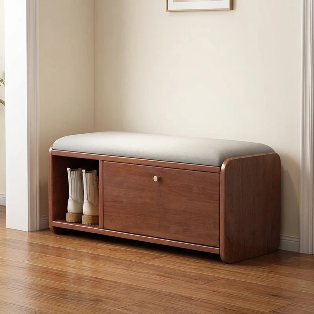 & Solid Wood Flip-top Shoe Bench for Storage Entryway Modern Minimalist living room Furniture Space-saving Organizer sofa Stools